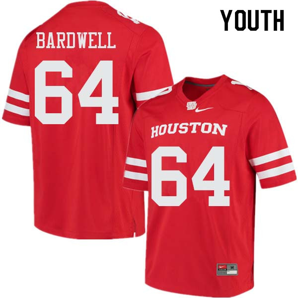 Youth #64 Dennis Bardwell Houston Cougars College Football Jerseys Sale-Red - Click Image to Close